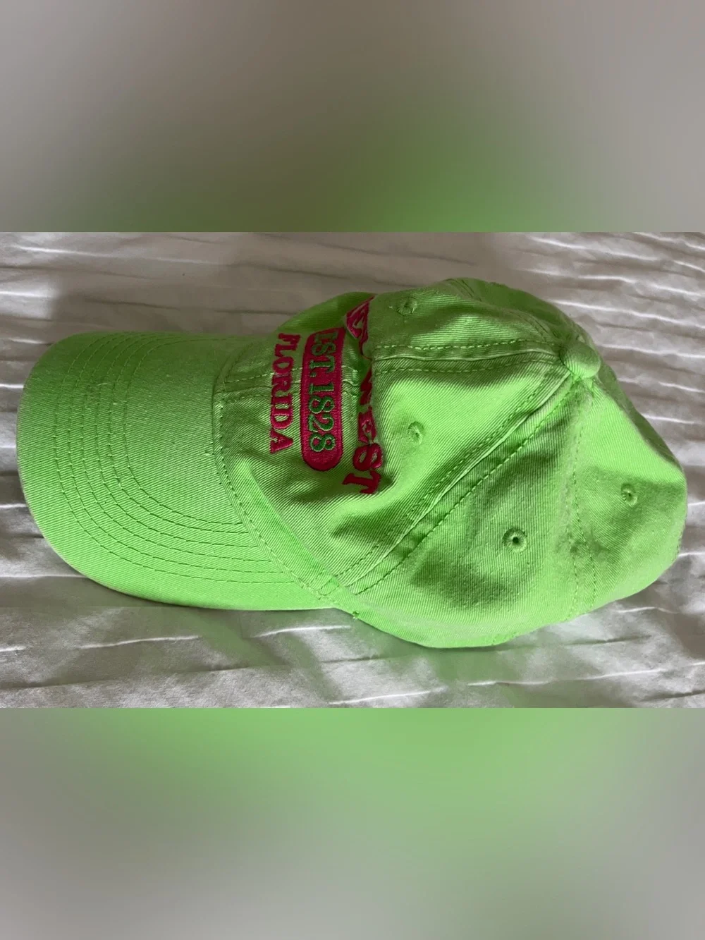 🌴 Key West Florida Bright Green + Pink Baseball Cap | Beach Travel Vacation Hat